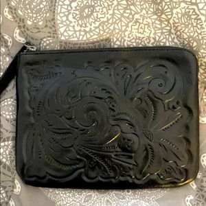 Black Patricia Nash leather wristlet - brand new!
